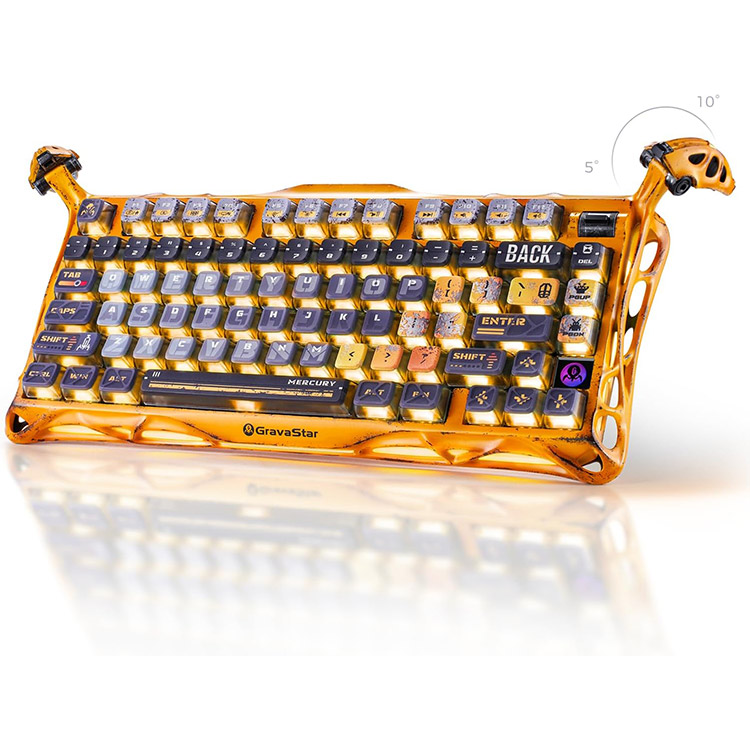 خرید GravaStar Mercury K1 Pro Wireless Mechanical Gaming Keyboard - Battle-Worn Yellow